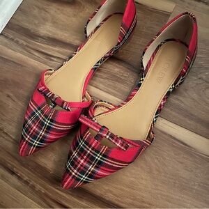 Red plaid ballet flats